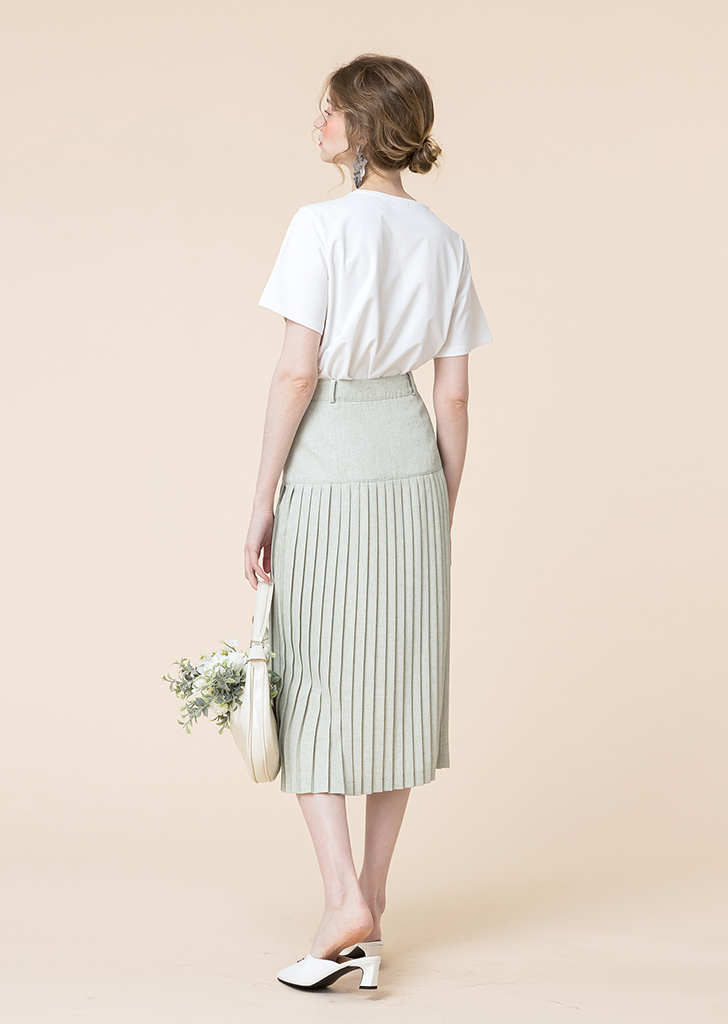 Penney pleated skirt [Apple green]