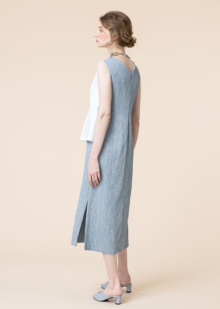 Zinnia summer breeze dress [Ice blue&amp;White]